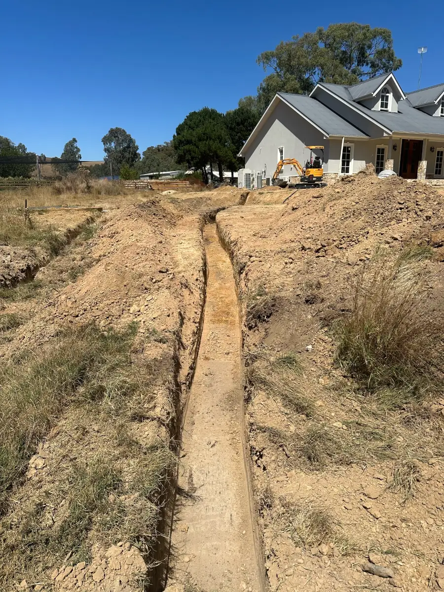 Trenching contractor at work in Central Victoria