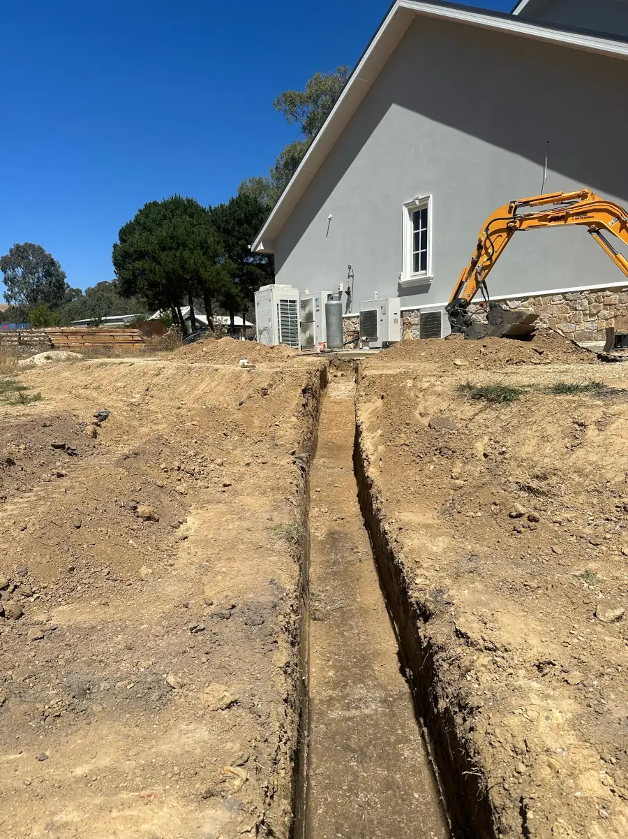 Trenching contractor at work in Central Victoria
