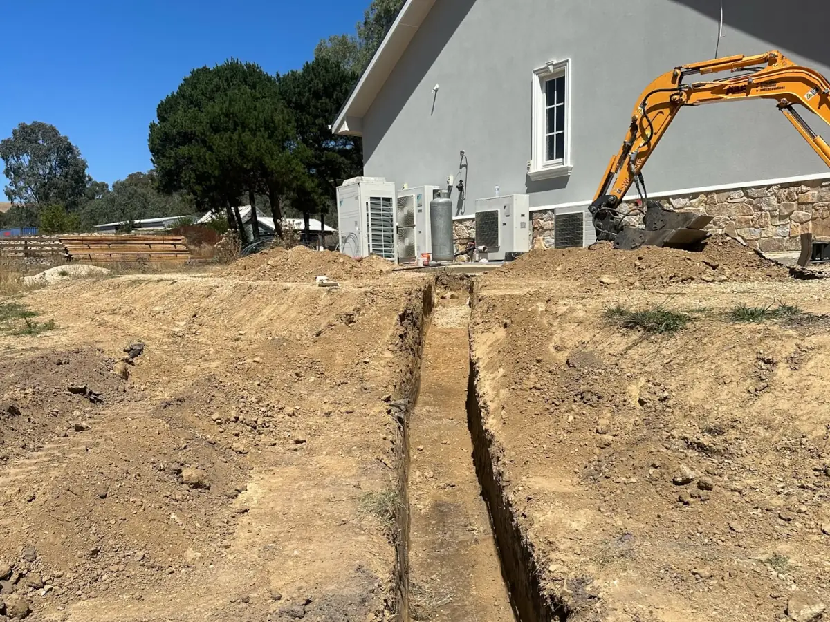 Trenching contractor at work in Central Victoria