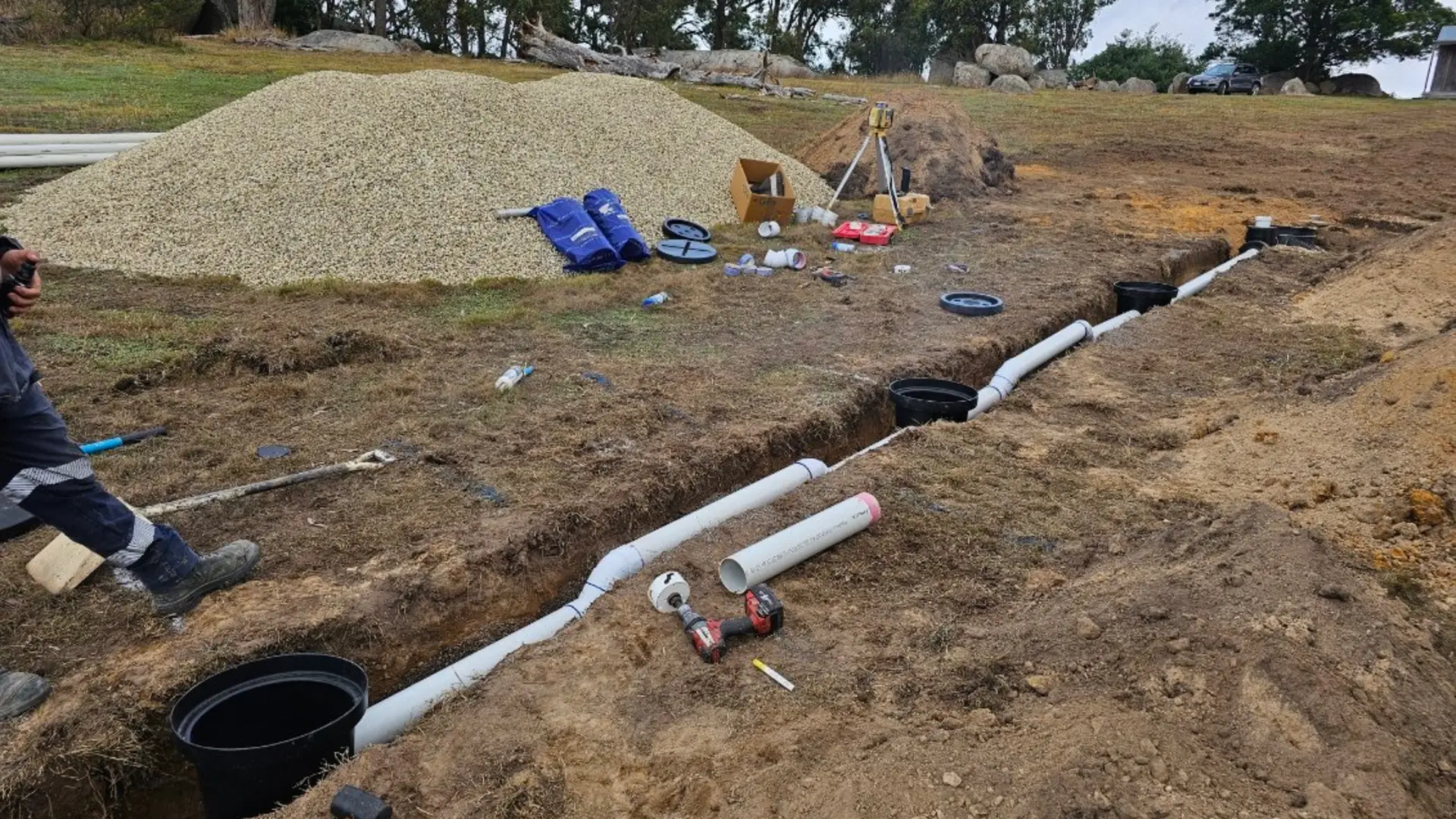 Trenching contractor at work in Central Victoria