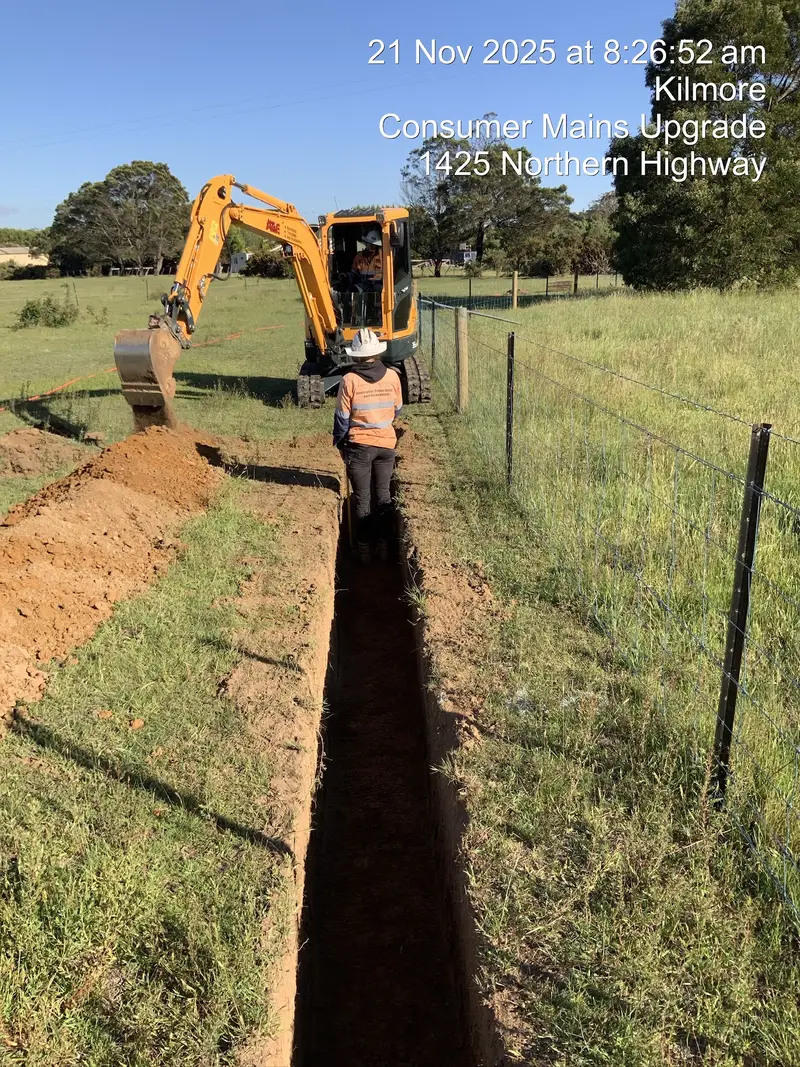 Trenching contractor at work in Central Victoria