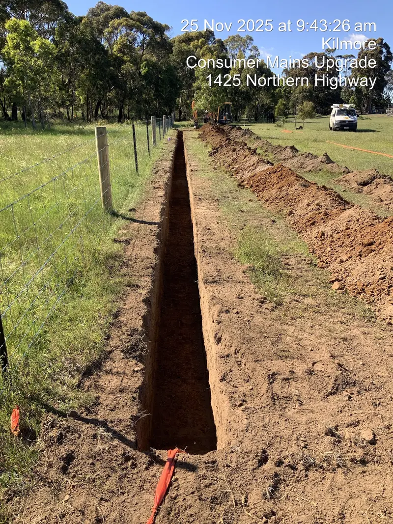 Trenching contractor at work in Central Victoria
