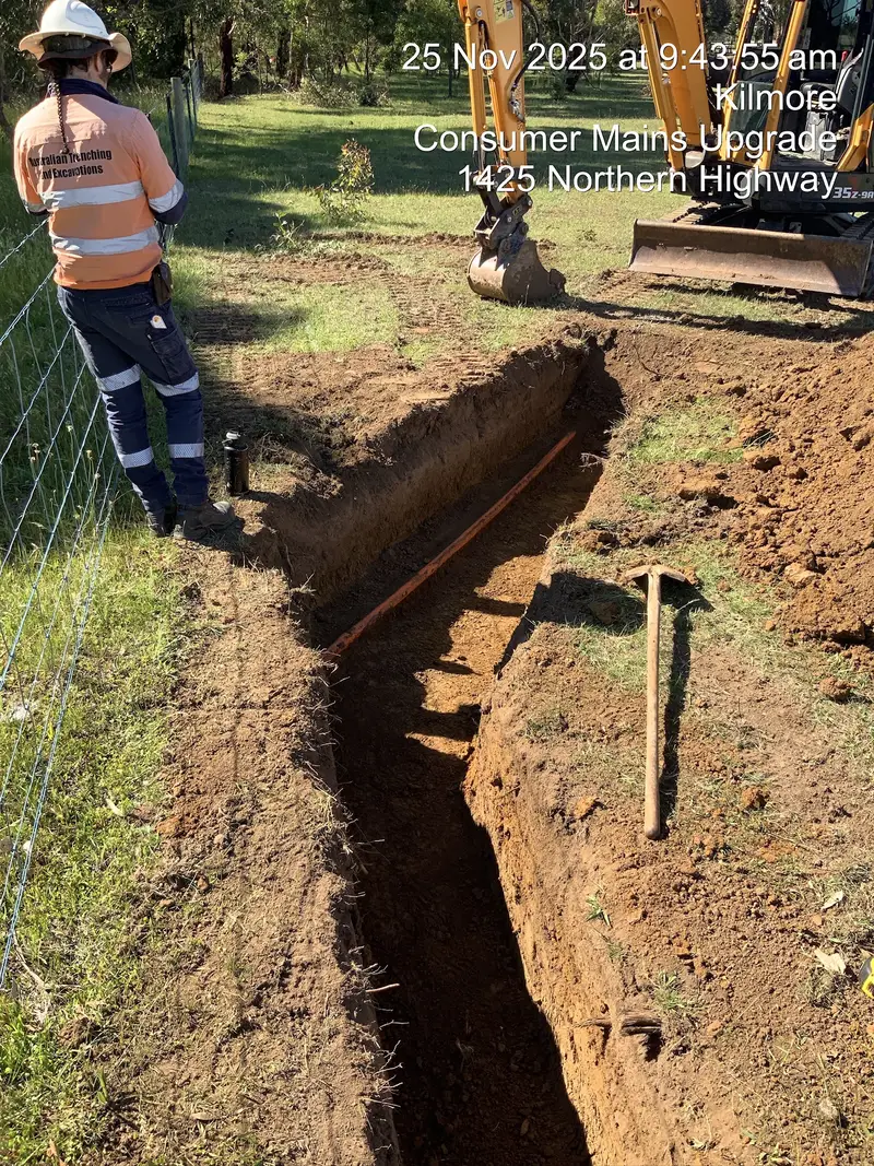 Trenching contractor at work in Central Victoria