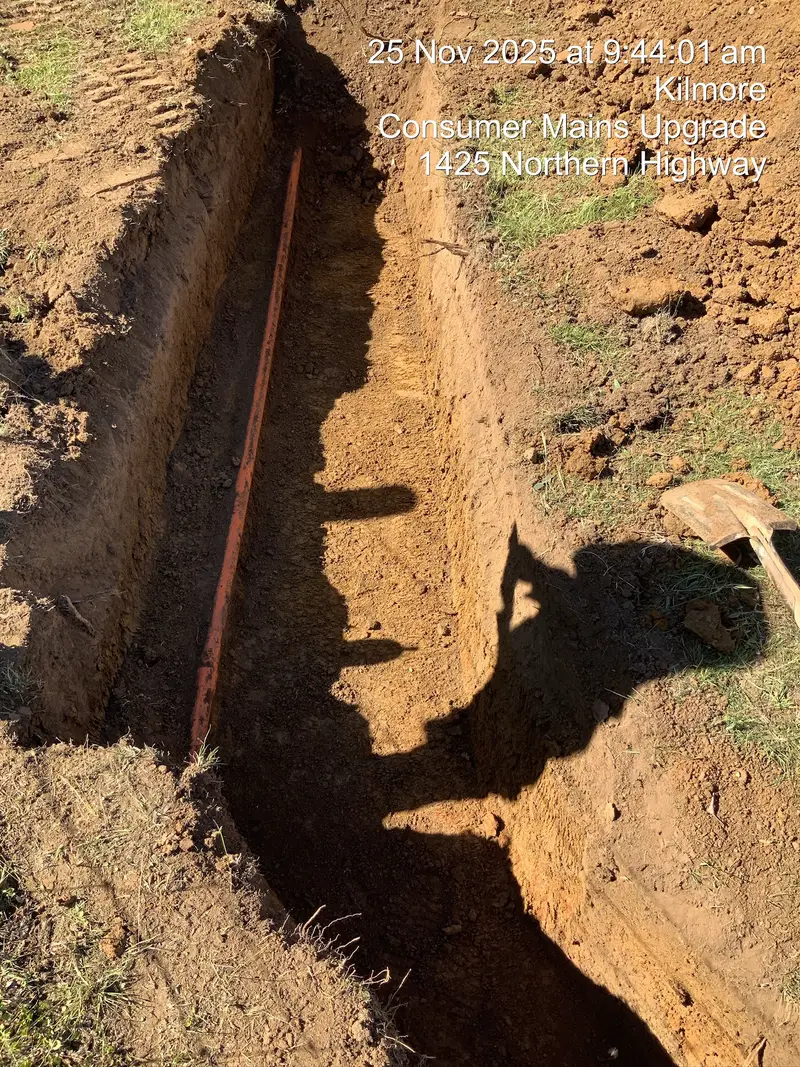 Trenching contractor at work in Central Victoria