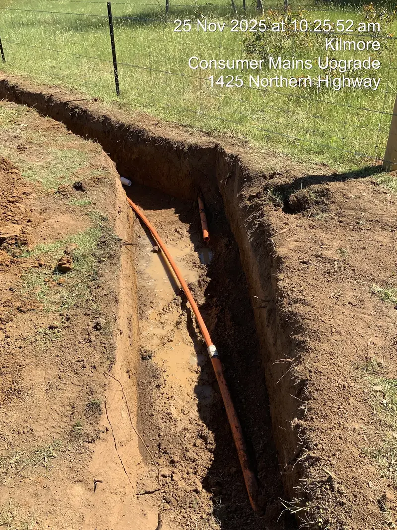 Trenching contractor at work in Central Victoria